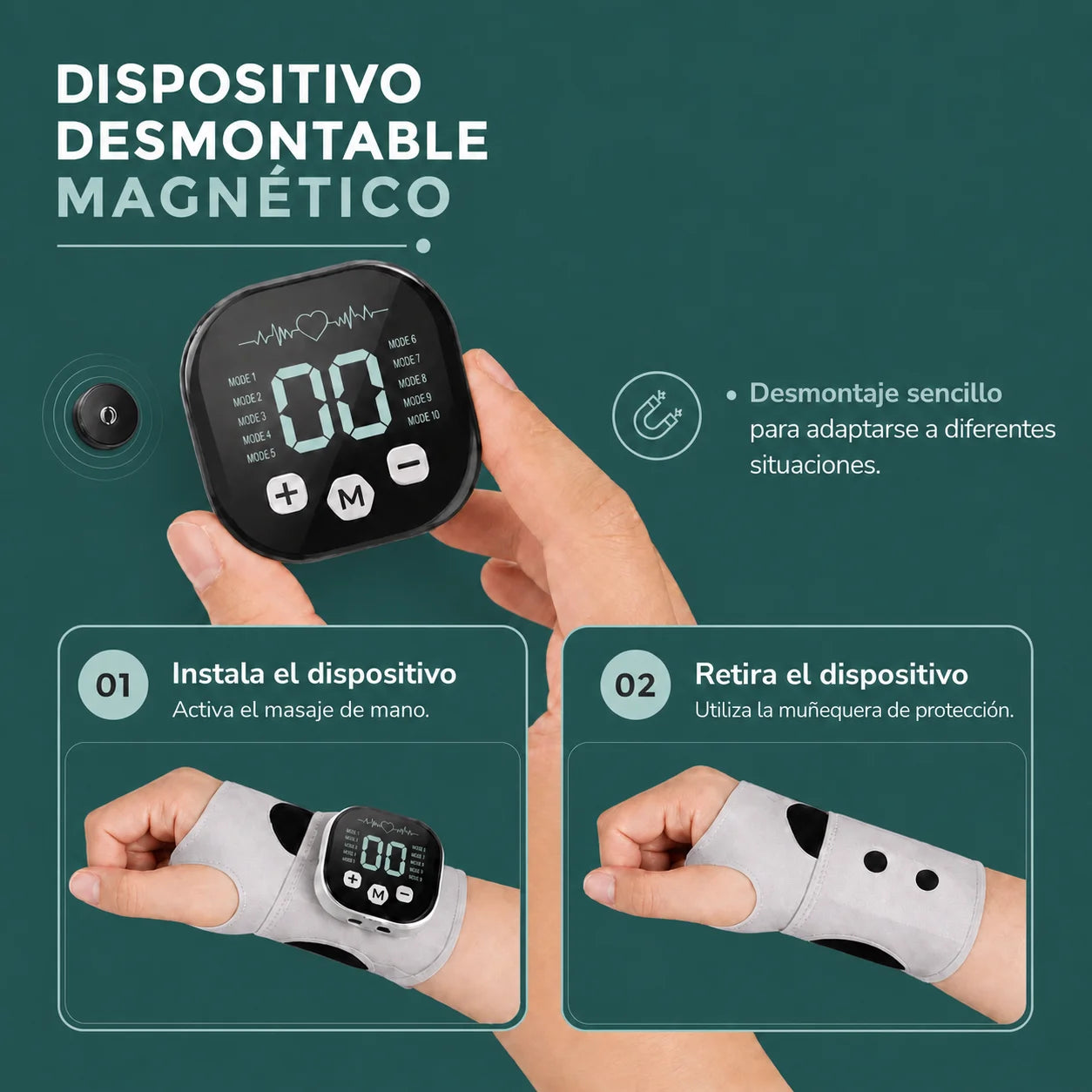 Electropulsos ajustables para manos sobrecargadas