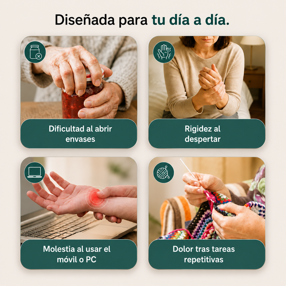 Muñequera de calor y masaje para el dolor de manos