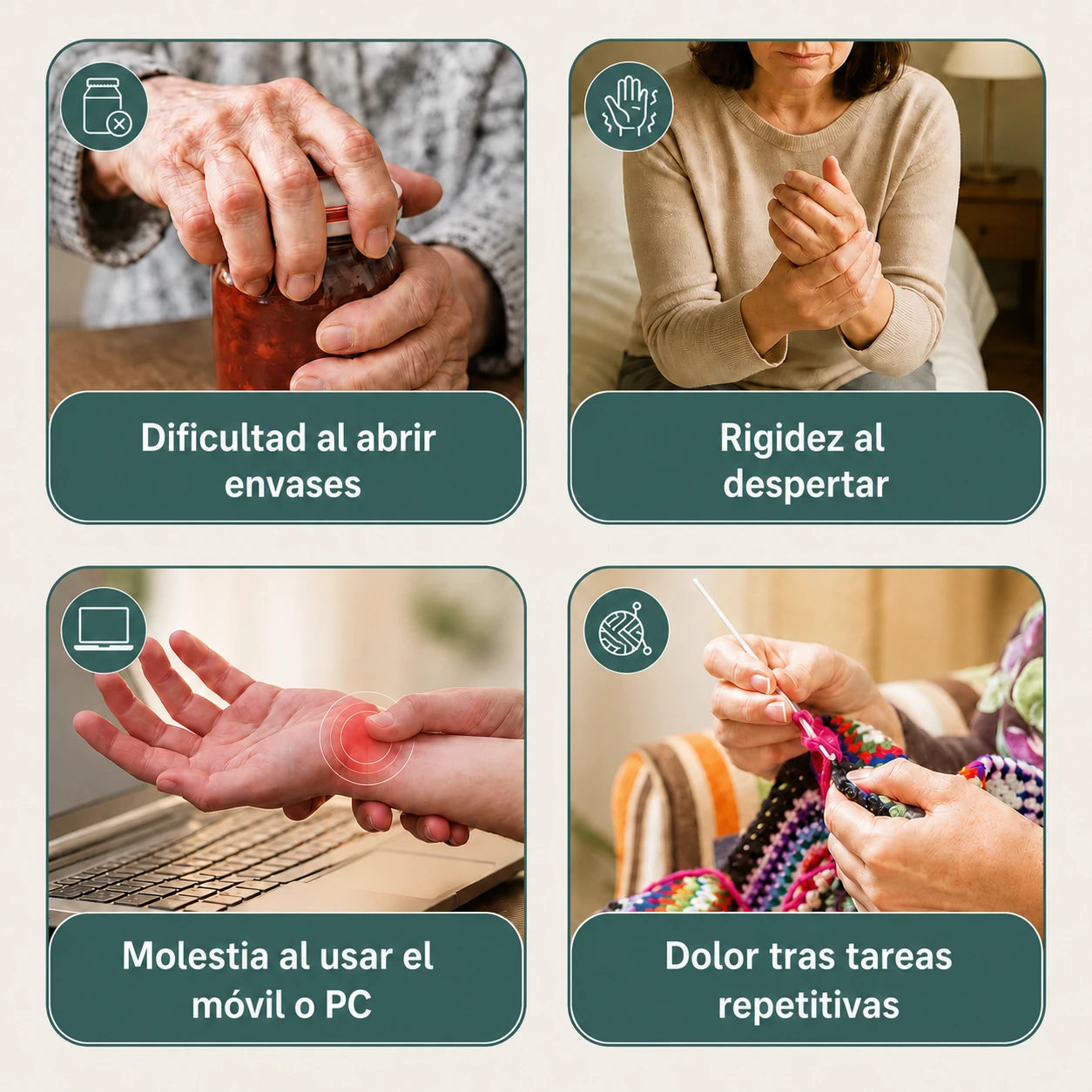 Muñequera de calor y masaje para el dolor de manos