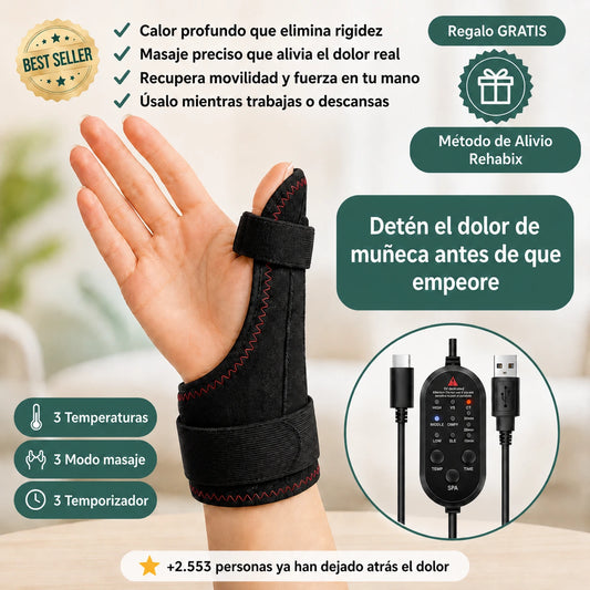 Muñequera de calor y masaje para el dolor de manos